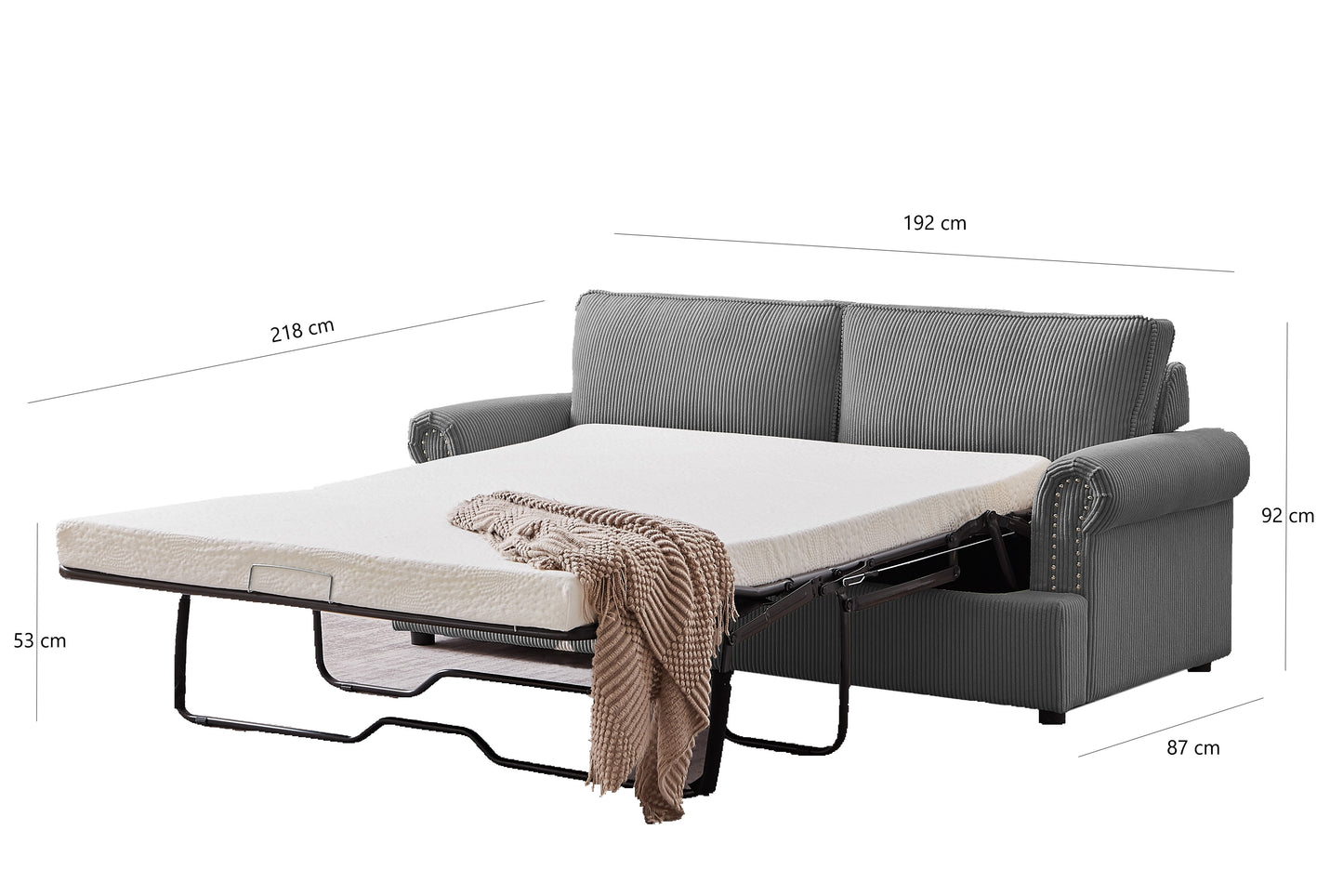 Anka "PHEBE" Sofa Bed Couch with a Foam Mattress - Dark Grey