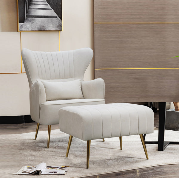 "CELINE" Accent Chairs Armchair with Ottoman -CR