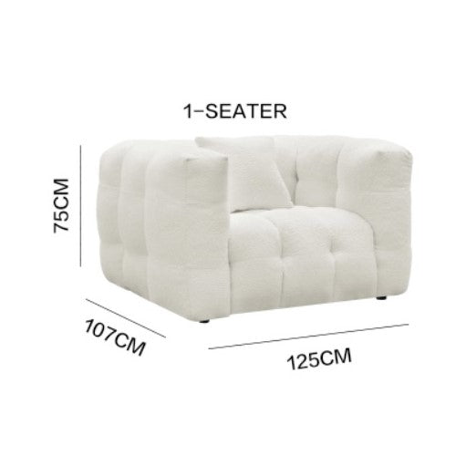 "MARIO" FASHION Sofa Armchair Boucle Fabric White