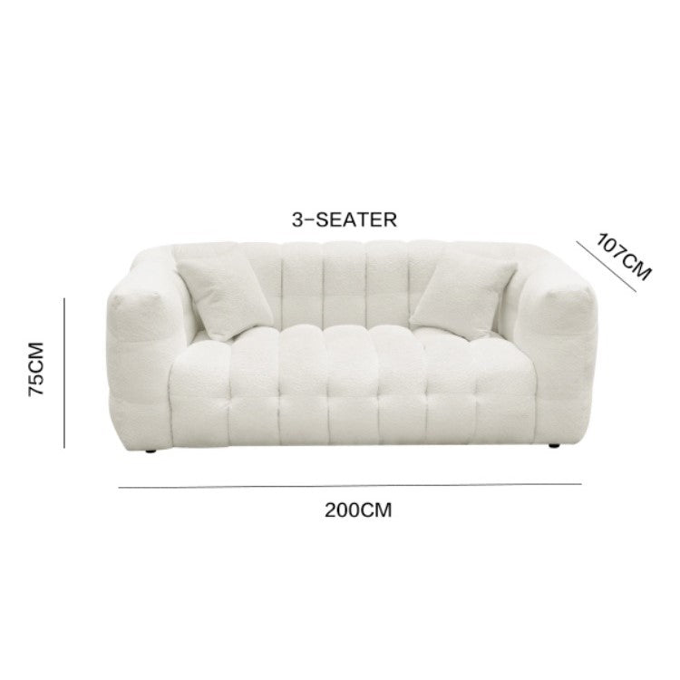 "MARIO" FASHION 3 Seater Sofa Boucle Fabric White