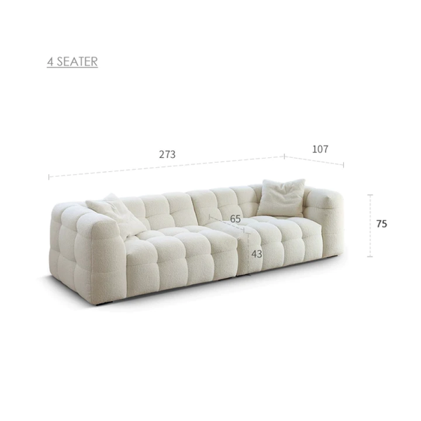 "MARIO" FASHION 4 Seater Sofa Boucle Fabric White