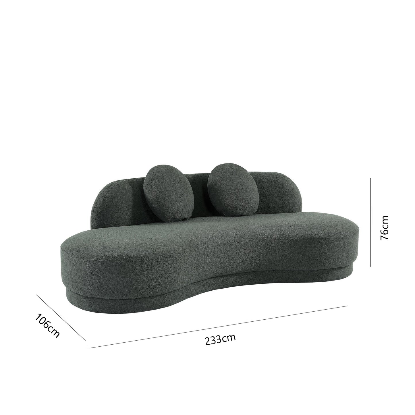 "ODAYA" Curved Sofa - Boucle Fabric - DARK GREY