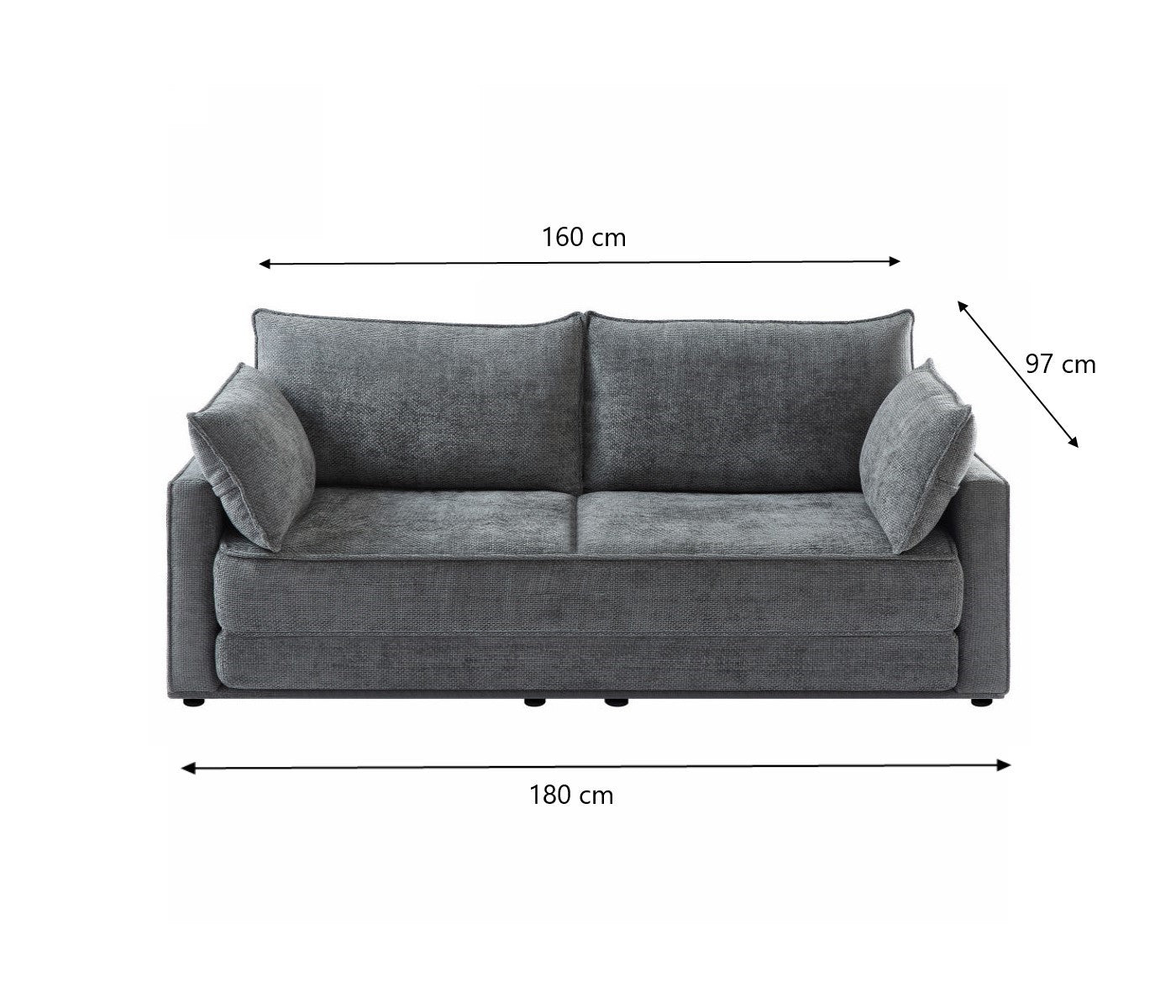 Anka "COMFY" Sofa Bed Couch - Fabric Grey