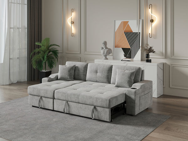 Anka Dolphin Pull-out Sofa Bed with Storage Chaise