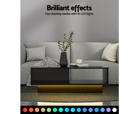 LED Coffee Table with one drawer - White or Black