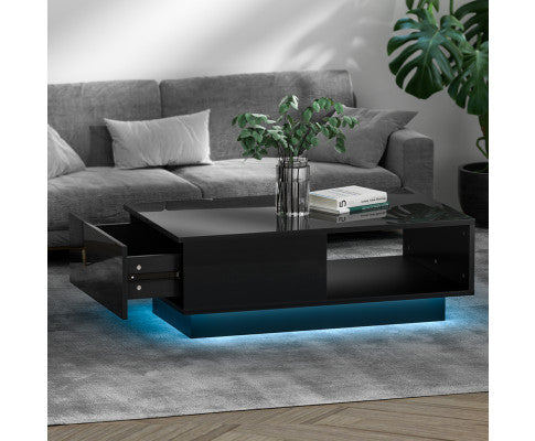 LED Coffee Table with one drawer - White or Black