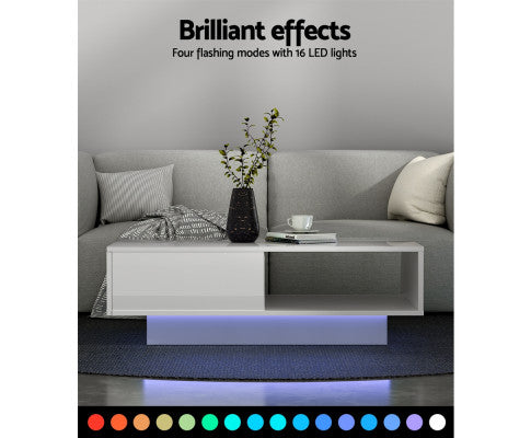 LED Coffee Table with one drawer - White or Black