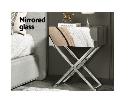 One drawer mirrored  Bedside Table - NAMR01BS