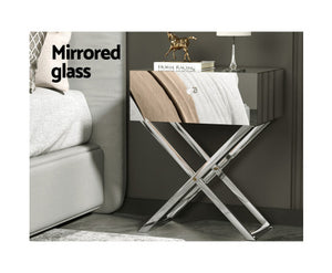 One drawer mirrored  Bedside Table - NAMR01BS