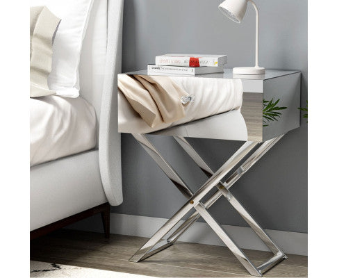 One drawer mirrored  Bedside Table - NAMR01BS