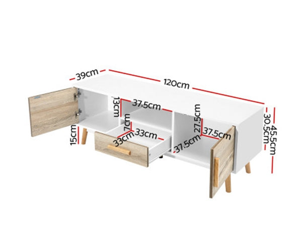 120cm CHIC Entertainment Unit with one drawer and two cabinet