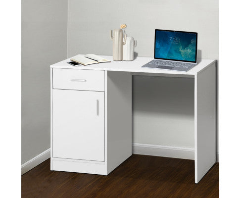 100cm one drawer Desk with a Cabinet - White - NA100DK