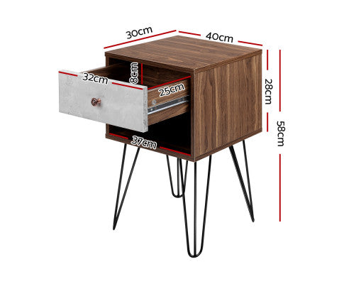 Anka One drawer industrial Bedside Table