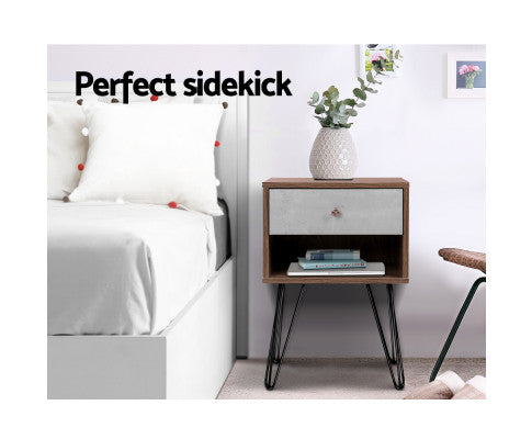 Anka One drawer industrial Bedside Table