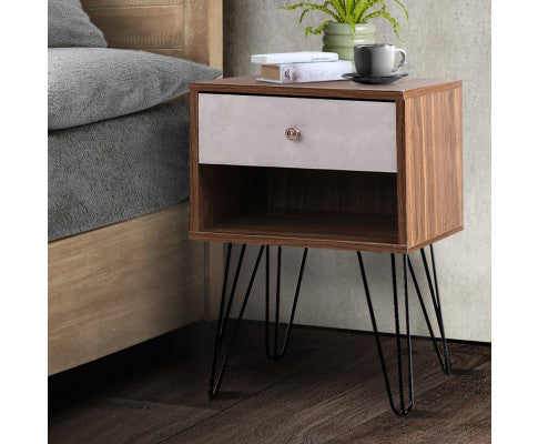 Anka One drawer industrial Bedside Table