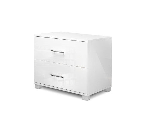 High Gloss Bedside Table - White - NAGLOSSBS