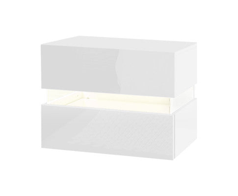 Two drawers LED Bedside Table - White