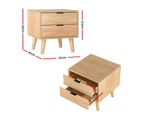 Two drawers Bedside Table - NAQ03BS