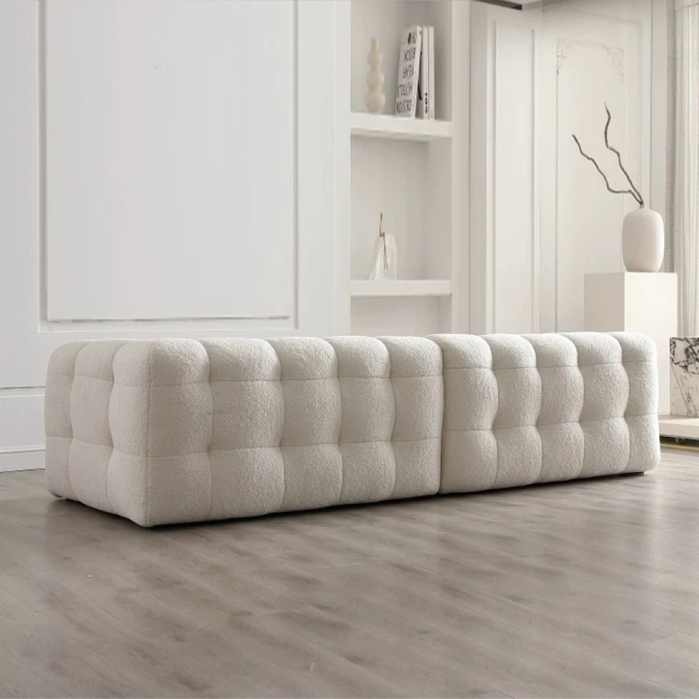 "MARIO" FASHION 4 Seater Sofa Boucle Fabric White