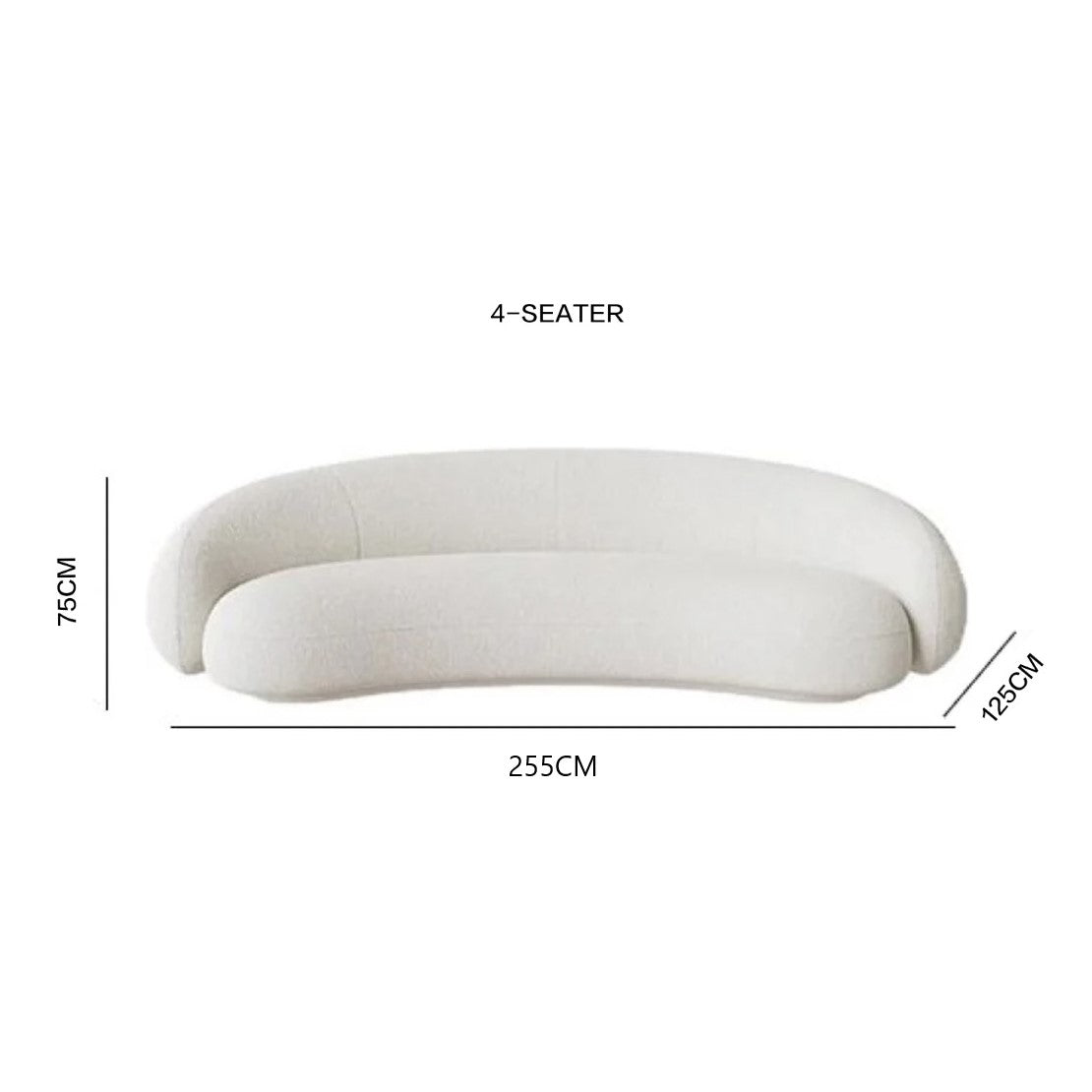 "HAINAN" Curved Sofa - Boucle Fabric White