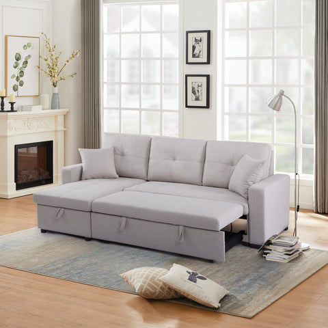 Anka Manhattan Pull-out Sofa Bed with Reversible Storage Chaise - Beige