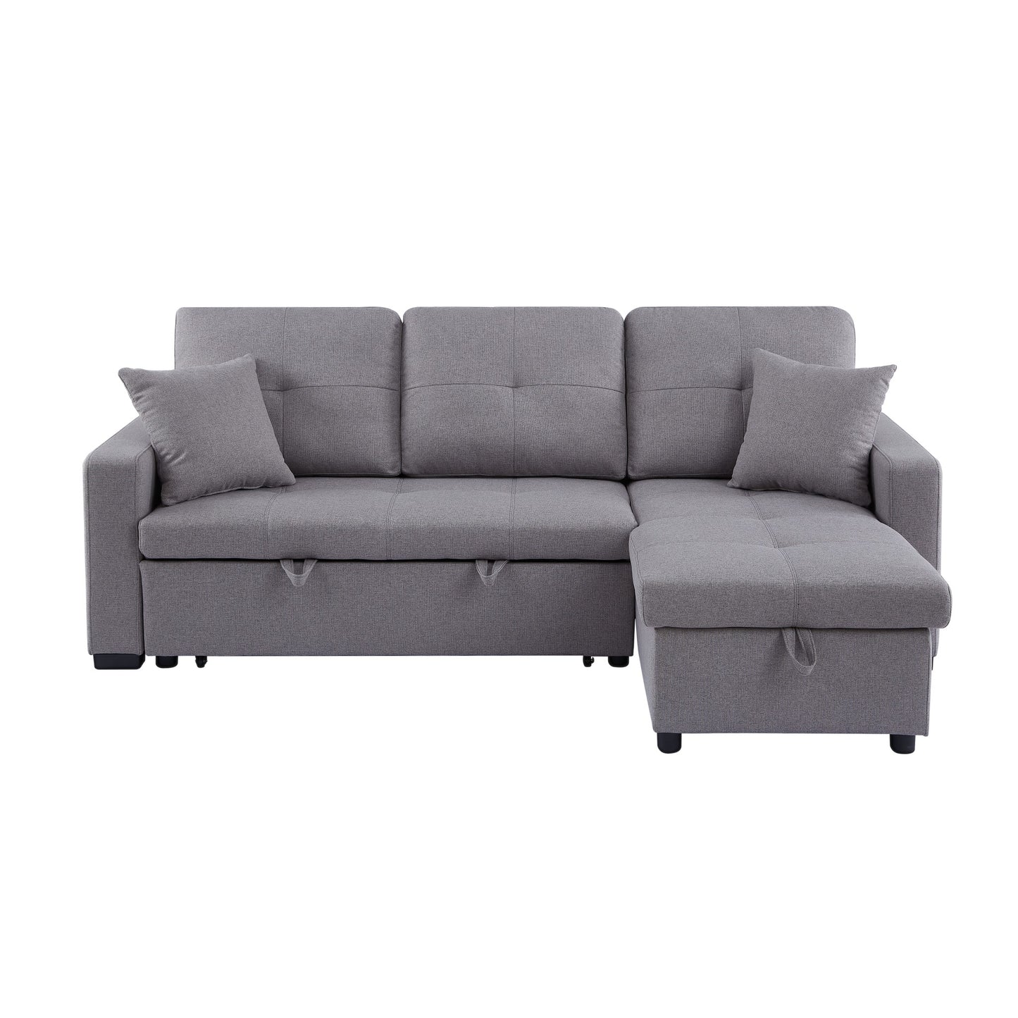 Anka Manhattan Pull-out Sofa Bed with Reversible Storage Chaise - Grey