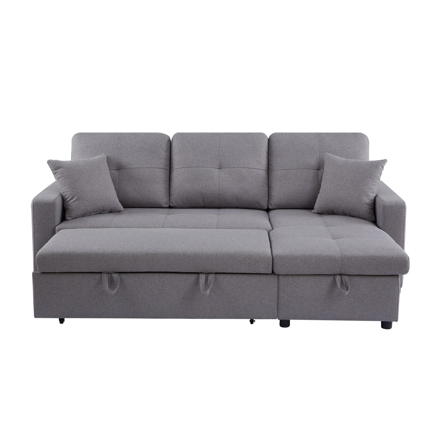 Anka Manhattan Pull-out Sofa Bed with Reversible Storage Chaise - Grey