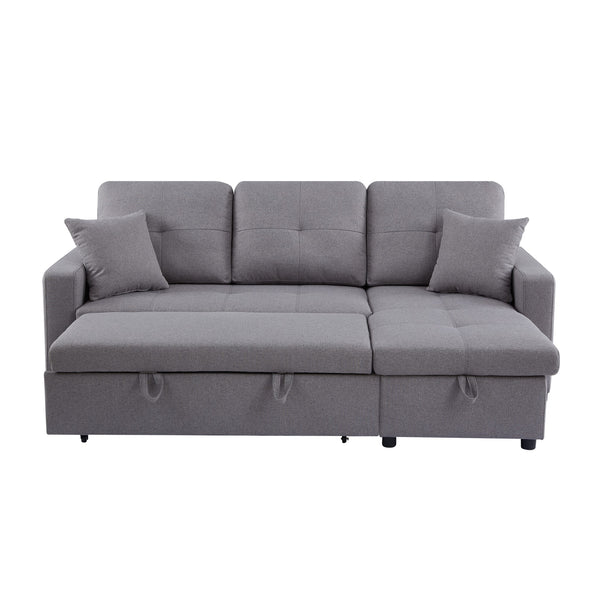 Anka Manhattan Pull-out Sofa Bed with Reversible Storage Chaise - Grey