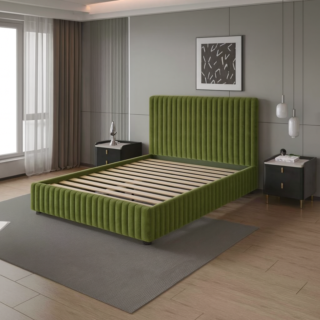 Anka Harp Bed Frame Green Velvet