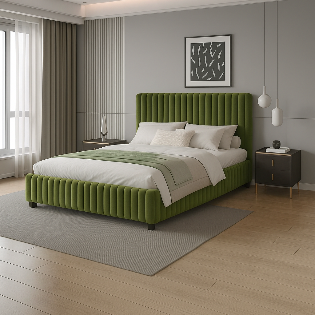 Anka Harp Bed Frame Green Velvet
