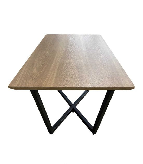 160cm Oak veneer rectangular Dining Table with Black metal bottom - EH21025DT