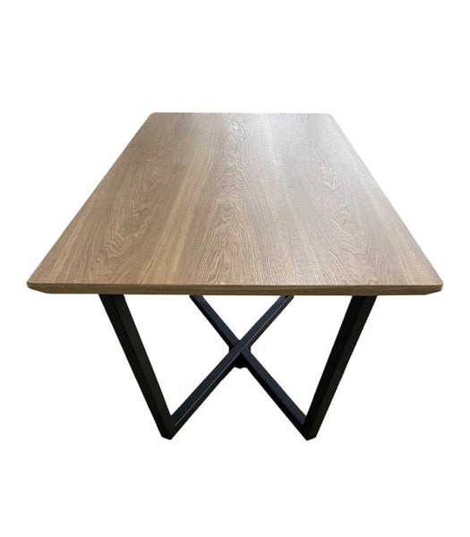 160cm Oak veneer rectangular Dining Table with Black metal bottom - EH21025DT