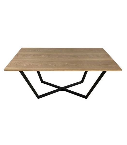 160cm Oak veneer rectangular Dining Table with Black metal bottom - EH21025DT