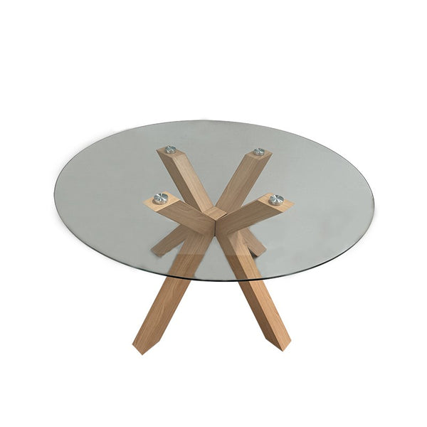 120cm Round Tempered Glass Dining Table - EH828DT