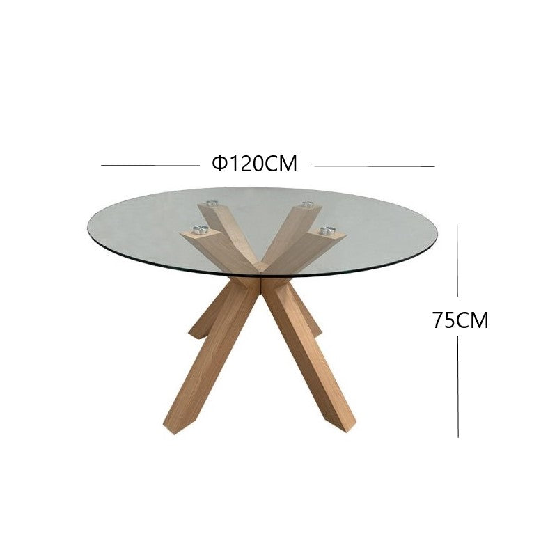 120cm Round Tempered Glass Dining Table - EH828DT