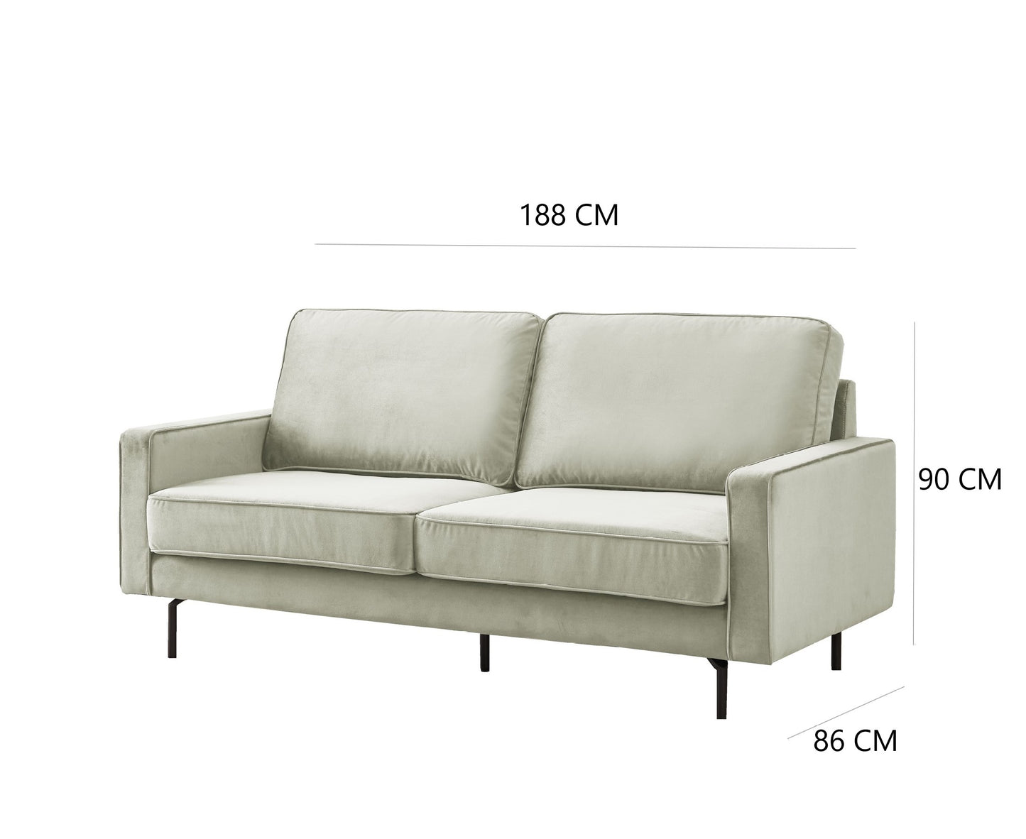 Anka Jessica Velvet sofa - Cream