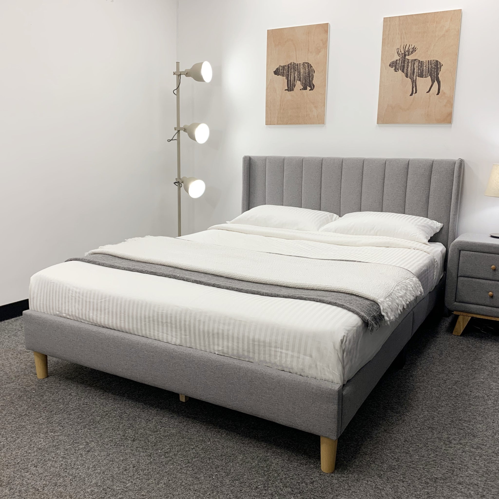 Anka Accordion Bed Frame - Grey Fabric