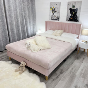 Anka Accordion Bed Frame - Pink Velvet