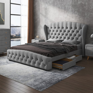 Anka Marimba 4D-Storage Grey Fabric Bed Frame