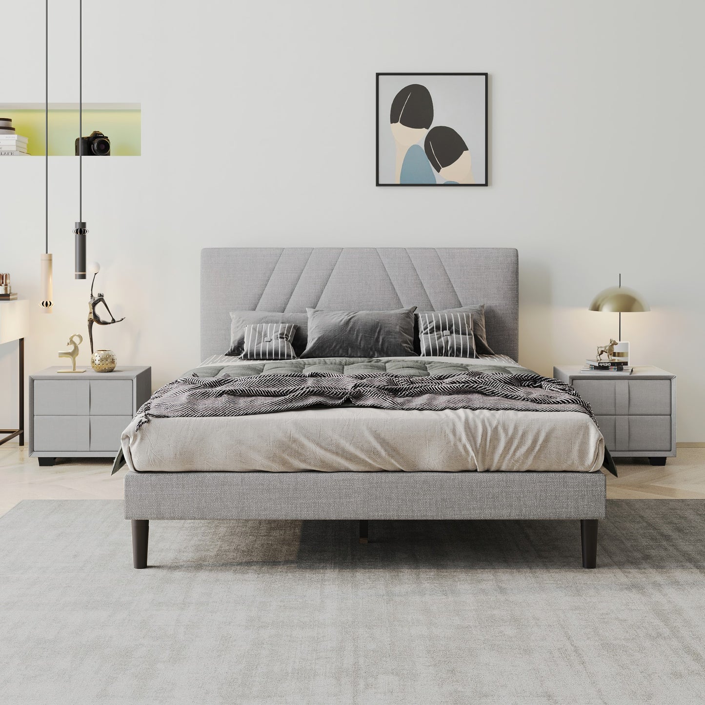 Anka Viola Grey Fabirc Bed Frame