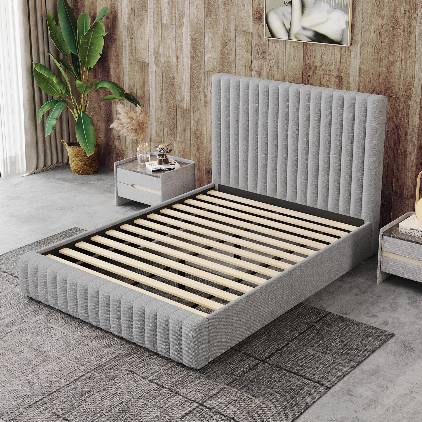 Anka Cello Grey Fabirc Bed Frame