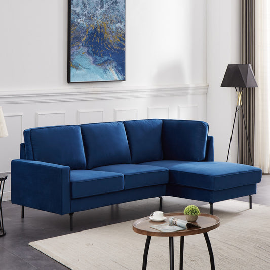 Anka 'JESSICA' RHF Chaise Modular Sofa Velvet Blue