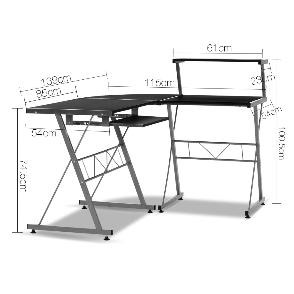 L-shape Computer Desk - Black - NA117DK-BK