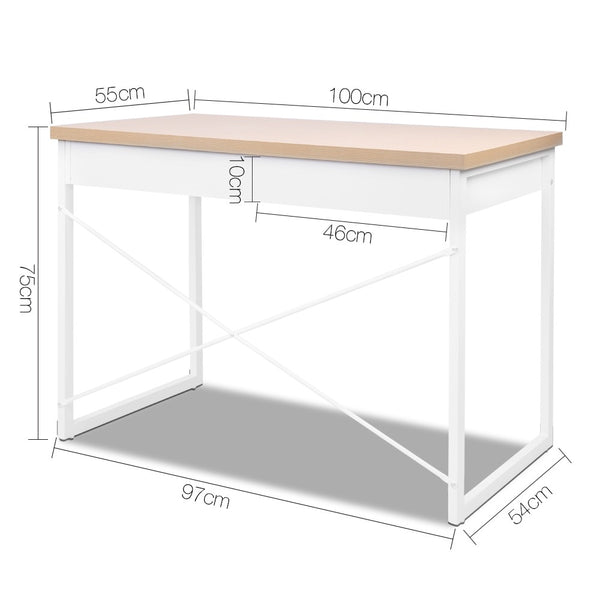 100cm Two drawers Desk - Oak & White NA118DK