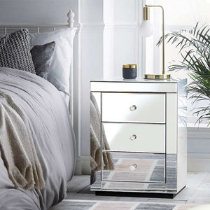 Luxury three drawers mirrored Bedside Table - Large - NAMF40BS