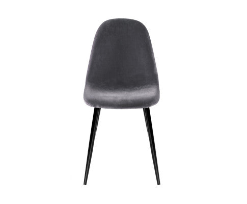 Curved back Dining Chair - Velvet Grey - NA01DC-VG