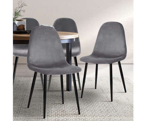 Curved back Dining Chair - Velvet Grey - NA01DC-VG