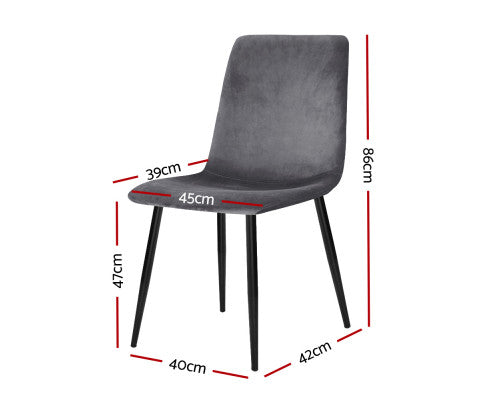 Square Back Dining Chair - Velvet Grey - NA03DC-VG