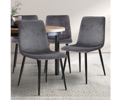 Square Back Dining Chair - Velvet Grey - NA03DC-VG