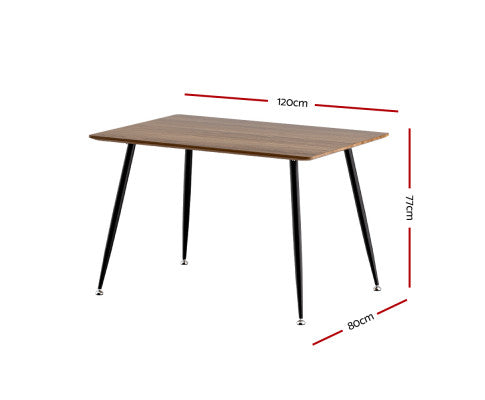 120cm Wooden Rectangular Dining Table with Black metal legs - NATAB02DT